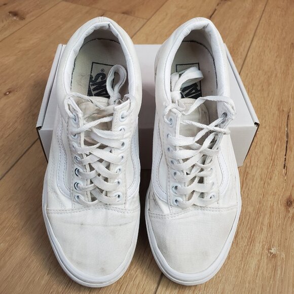 Vans Off The Wall Old Skool Low Top Sneakers Mens Size 7 Womens 8.5 White READ - Picture 5 of 9